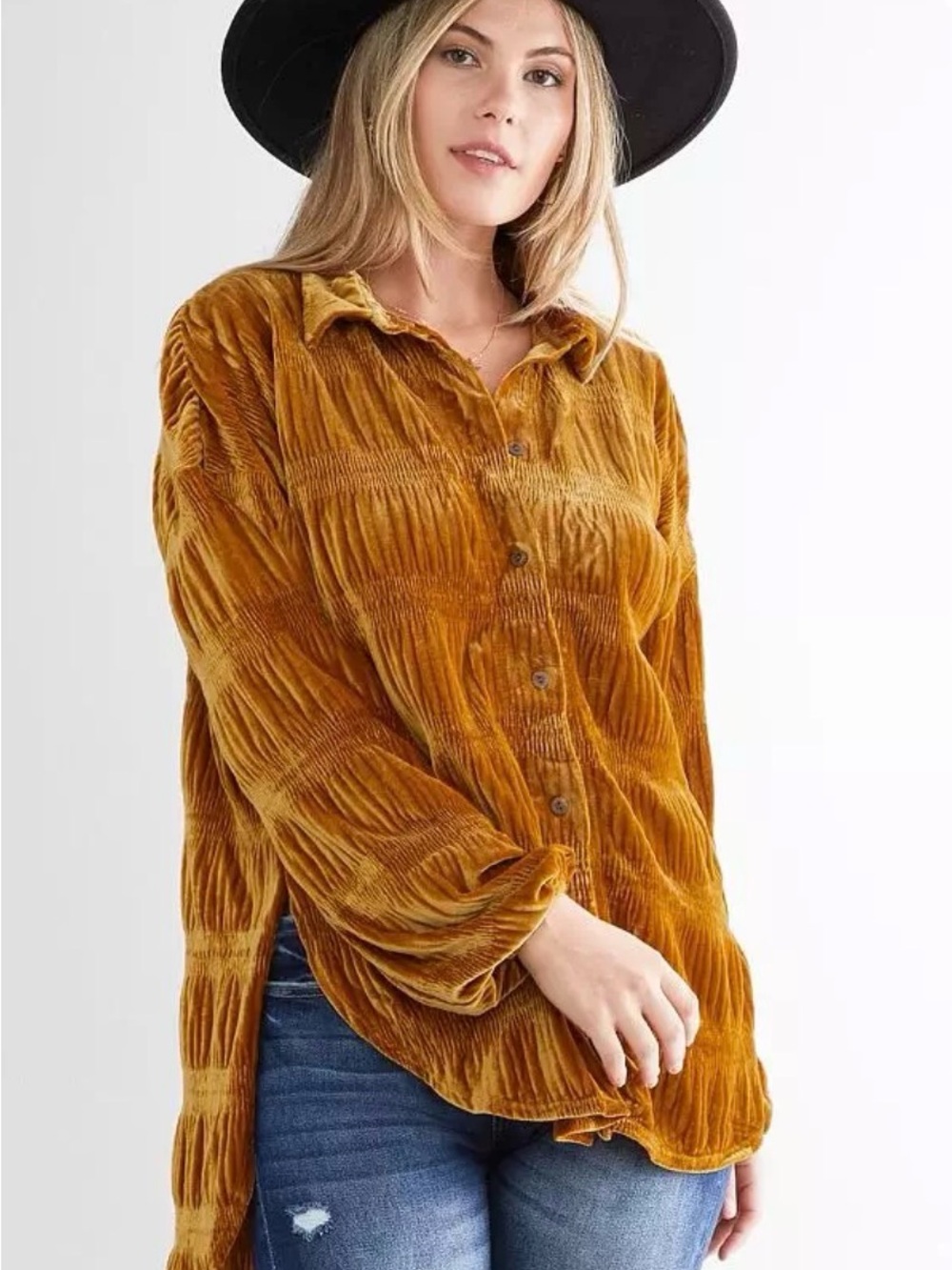 Free People My Best Velvet Blouse Spiced Ginger NWOT